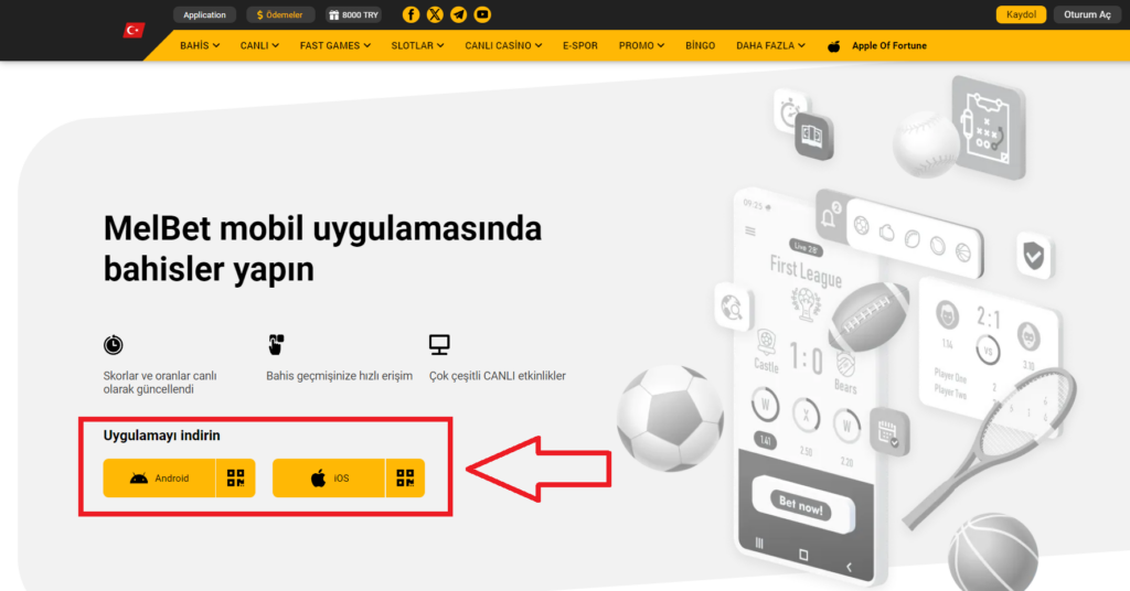 MelBet Mobil Kayıt ve Giriş